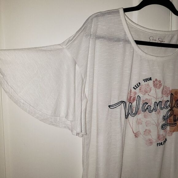 Jessica Simpson Jerilynn Cropped Slub Graphic Top - Picture 7 of 7